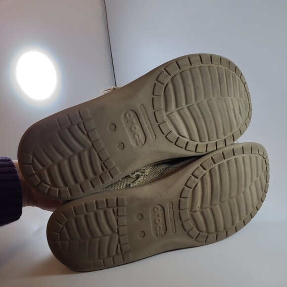 Crocs Santa Cruz Canvas Slip-On Shoes Loafers Men's 9 Tan Khaki Distressed Vibe - Picture 6 of 10